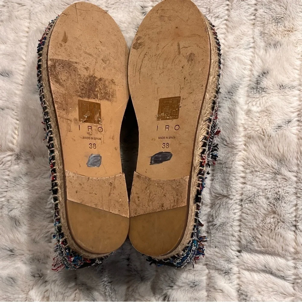 IRO Spadry Tweed Knit Fringe Espadrilles Sz-38/8